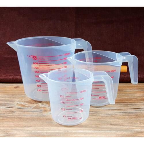 3 Pieces of Baking Kitchen Tools 250/500/1000ml High Quality Plastic Measuring Cups with Graduated Capacity Tool Cups Plastic