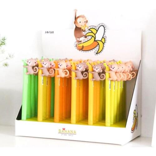 36 pcs/lot Creative Monkey Banana Gel Pen Cute 0.38 mm Signature Pens School Office writing Supplies Promotional Gift