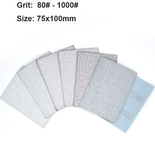 75x100mm Square White Dry Sanding Paper Hook Loop Flocking Sandpaper Grinding For Polishing Metal 80-1000 Grit