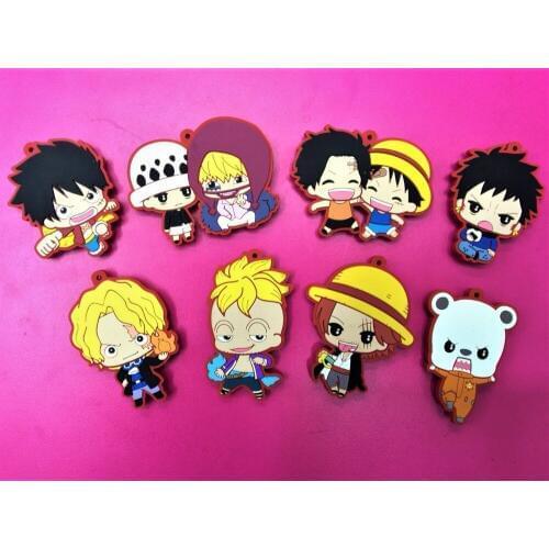 8pcs/lot New arrival Original Japanese anime figure One Piece rubber Silicone sweet smell mobile phone charms keychain strap