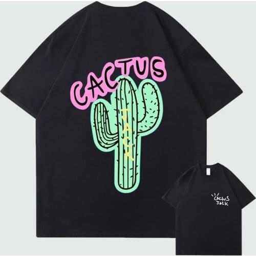 Travis Scott Cactus Jack Mens Cotton T-shirt Hip Hop Mens Womens Printed Couple Couple Harajuku T-shirt ASTROWORLD T-shirt