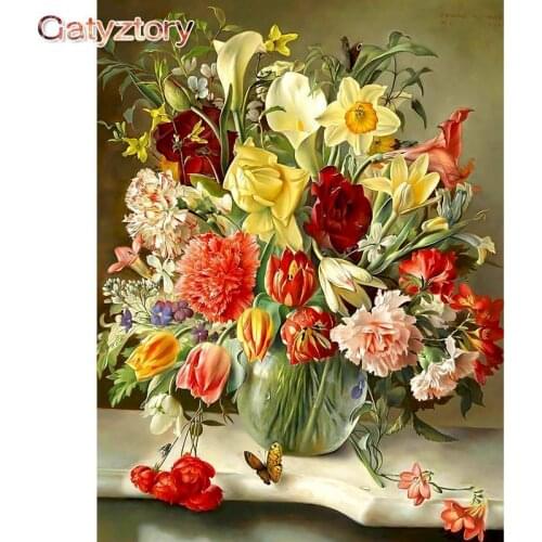 GATYZTORY Frame Flowers DIY Painting By Numbers Modern Wall Art Picture By Numbers Acrylic Coloring By Number For Home Decors