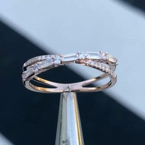 Huitan Cubic Zirconia Cross Rings Women Temperament Sweet Accessories for Girls Dance Party Daily Wear Versatile Fashion Jewelry