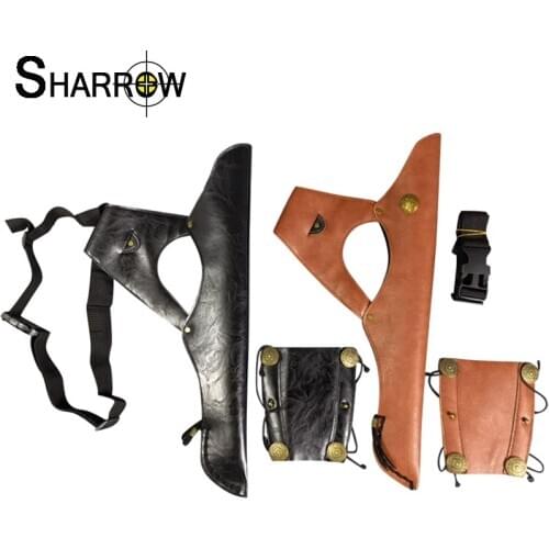 1set Archery Arrow Quiver + Arm Guard Leather Left and Right Hands Universal Protect Bow and Arrow Shooting Hunting Accessories