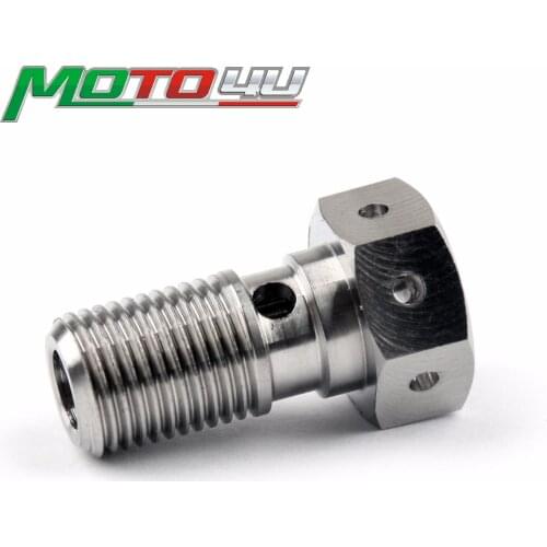 MOTO4U Universal Motorcycle M10x 1.0/1.25mm Pitch Titanium Ti Banjo Bolt for Brembo Single Line Saftey Wire Hole Screw