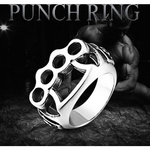 316L Brass knuckles Men Calvarium Skull Punk Vintage Ring Gothic High Quality Stainless Steel Biker Rings Motorcycle jewellery