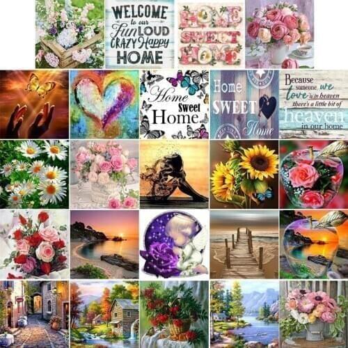 Landscape Flower DIY 5D Full Drill Diamond Painting Embroidery Cross Stitch Kit Rhinestone Crystal Home Decoration Craft