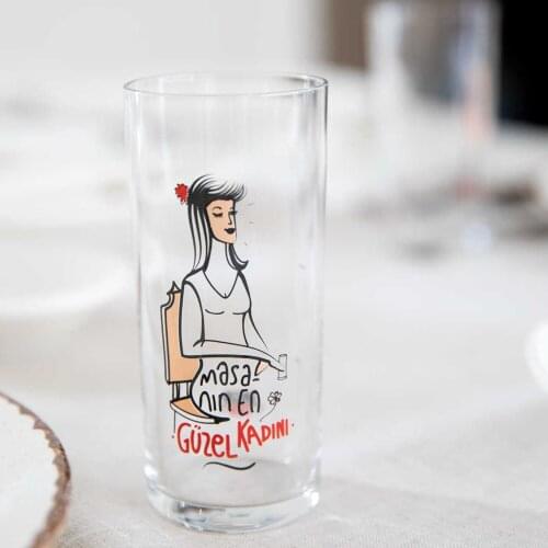 Pasabahce raki glass multiple set high quality the same designs transparent goblet latched onto printed colors home drinking glasses