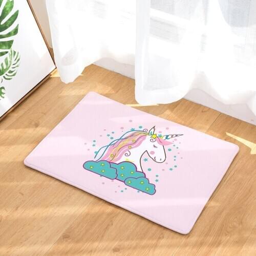 Unicorn Floor Mat Cartoon Printed Suede Rug Home Decoration Bathroom Bath Mat Toilet Carpet kitchen Carpet