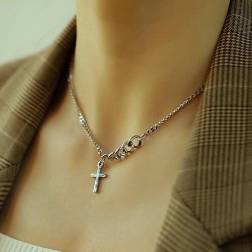 New Fashion Cross Pendant Necklace For Women Metal Gold Silver Mens Womens Neck Chain 2021 Trend Male Female Necklaces Jewelry