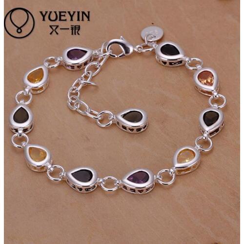 Charm Bracelets Link Chain silver plated bracelet for women men unisex jewelry hand chain H260 Romantic Cheap