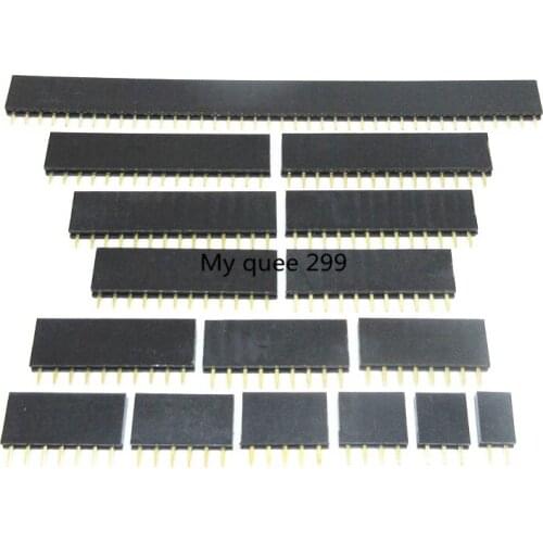 50PCS/LOT Single Row Female Connector 2.54MM Spacing Pin Socket Female 1*2/3/4/5/6/7/8/9/10/12/14/16/20/40PIN