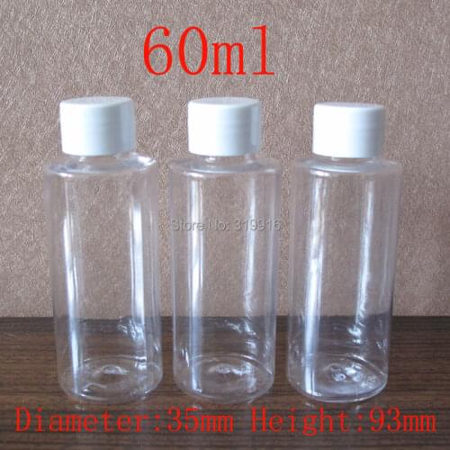 60ml (100pc/lot) transparent round cosmetic plastic bottle ,2oz travel kit bottles ,shower gel container 60cc cosmetic oil vial
