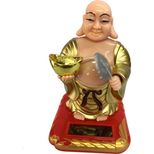 Solar Powered Buddha Statue Car Dashboard Ornaments Kids Toys