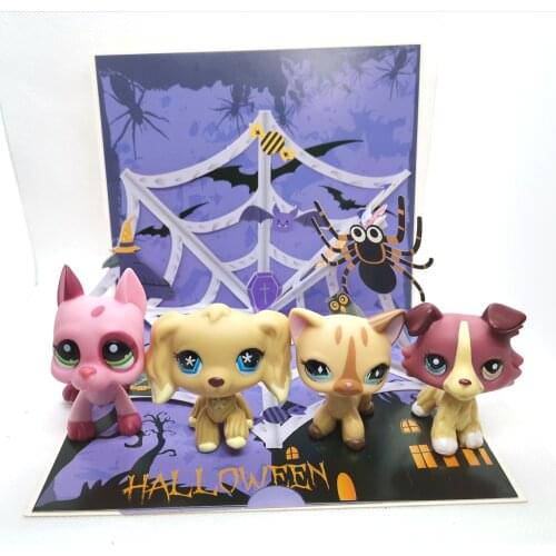 Standing pet shop toys short hair cat collie dachshund spaniel great dane old toy Holiday card kids gift