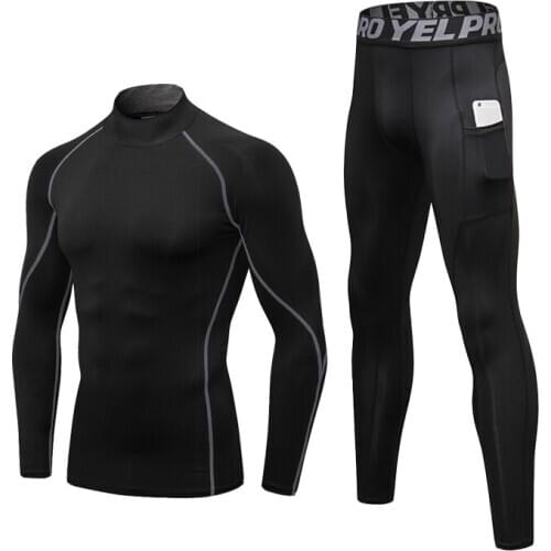 Thermal Underwear Sets Men High Collar Winter Long Johns Thermo Underwear Compression Sweat Quick Drying Thermal Clothing