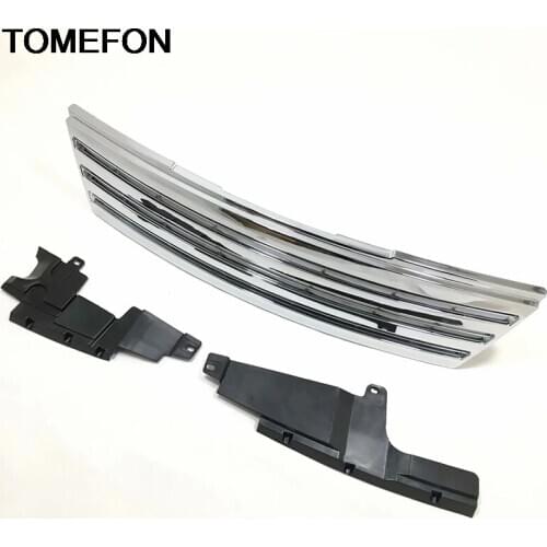 TOMEFON For Nissan X-Trail X Trail T31 Rogue 2008-2011 Exterior Front Bumper Grille Grill Cover Frame Protector Trim ABS Chrome