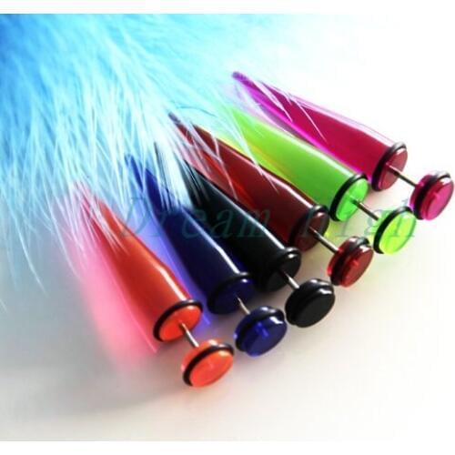 UV Acrylic 8mm Sold Separately Ear Piercing Ear Spikes Expander Earrin Stretching Kits 100pcs/lot Mixed Color Free Shipping