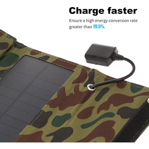 10W/5V Portable Solar Charger With USB Port Foldable 5 Solar Panel Camping Hiking Travel Compact Solar Power Phone Charger