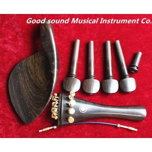 1set new natrual ebony wood 4/4 violin accessories pegs chinrest endpin