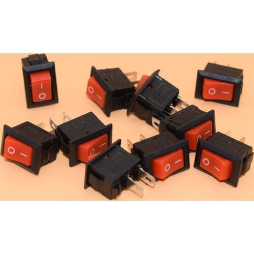 10pcs/lot RED 10*15mm SPST 2PIN ON/OFF G125 Boat Rocker Switch 3A/250V Car Dash Dashboard Truck RV ATV Home