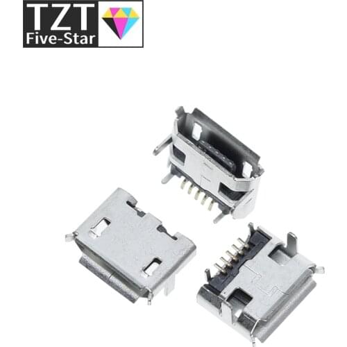 10pcs Micro USB 5pin no side Ox horn female usb socket Flat mouth four legs socket mini usb connector