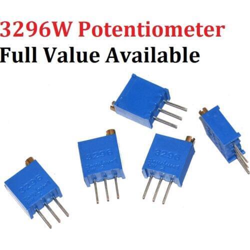 20pc 3296W-103/100/500/101/201/501/102/202/502/203/503/104/204/504/105/205 10K 3296W Adjustable precision potentiometer resistor