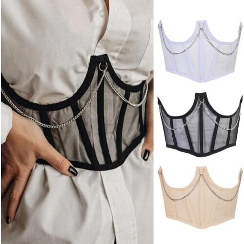2021 Sexy Corset Underbust Women Gothic Corset Top Mesh Slimming Waist Belt Chain Lace Corsets Belt Chain Curve Shaper Bustiers