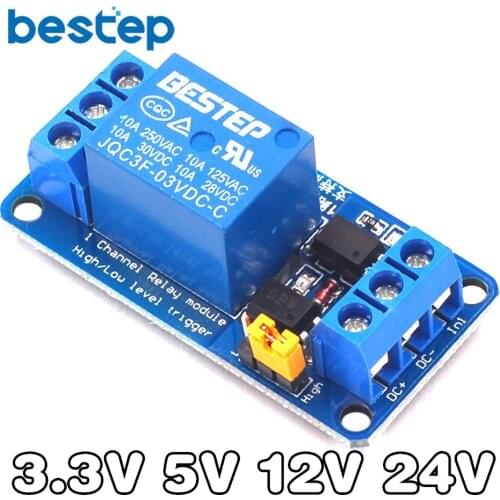 3.3V 5V 12V 24V 1 Channel Relay Module support High and Low Level with Optocoupler Relay Output 1 way Relay Module for Arduino