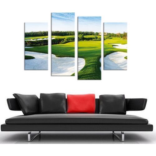 4PCS A beautiful golf course Wall painting print on canvas for home decor ideas paints on wall pictures art No framed