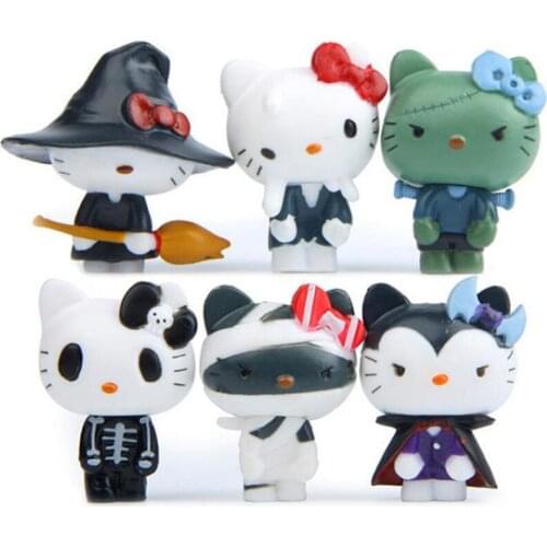 4Cm/Pcs Kawaii Sanrio Plush Hellow Kittys Halloween Decorations Cute Cartoon Anime Figure Model Toys For Girls Birthday Gifts