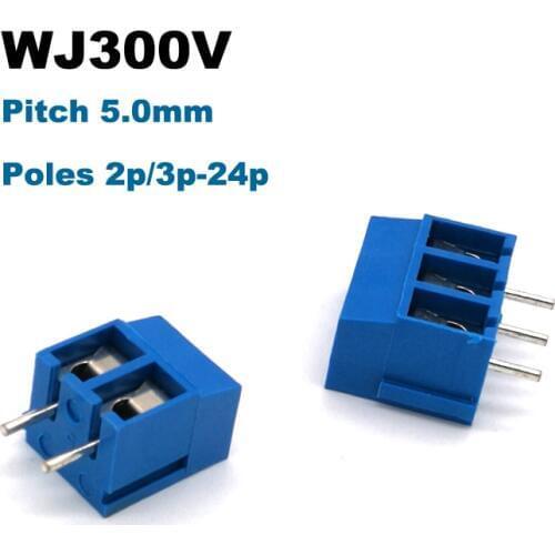 5mm pitch 2Pin 3Pin Screw PCB Terminal Block Connector Straight Pins Brass morsettiera blocks bornier connectors 300V 10A