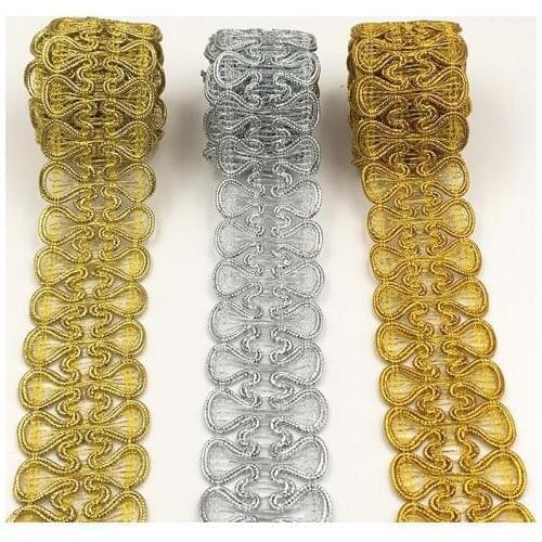 50Meters 2018 High Quality Centipede Braids Ribbon Sewing Materials Gold Silver Lace Ribbon Trims Braided For Costume Decoration