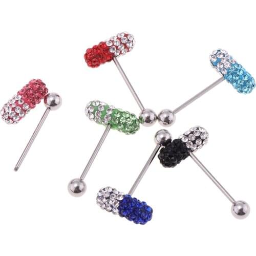 6pcs Clorful Stainless Steel Tongue Rings Piercing Body Jewelry Tounge Bars