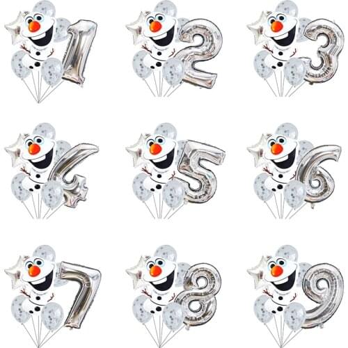 7pcs Disney Frozen Xuebao Silver Balloons 32inch Number Balloon Birthday Party Baby Shower Decorations Kids Toys Globos
