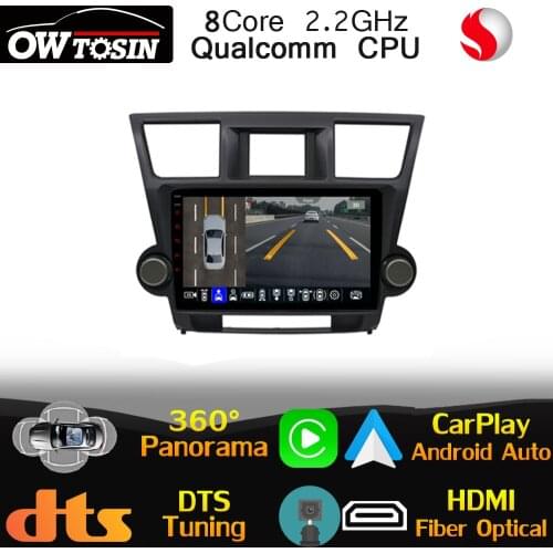 10.1" Qualcomm 8Core For Toyota Highlander Kluger 2 XU40 2007-2013 Car Radio GPS 360 Camera CarPlay Auto 4G LTE Head Unit WiFi