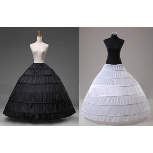White/Black 6-HOOP Ball Gown Bridal Wedding Full Crinoline Petticoat Slips