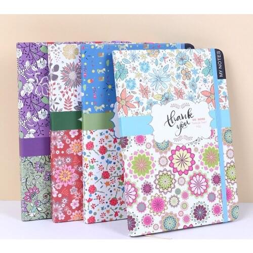 A6 Fashion Floral Cute Ruled Notebook Color Edge Pocket Lined Journal
