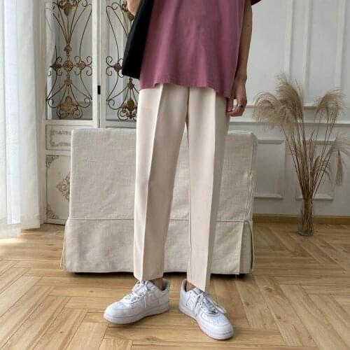 New Straight Pants Mens Casual Harem Pants Elastic Waist Pants 2021 Streetwear Korean Trousers Male Jogger Fashion HEWITTISD