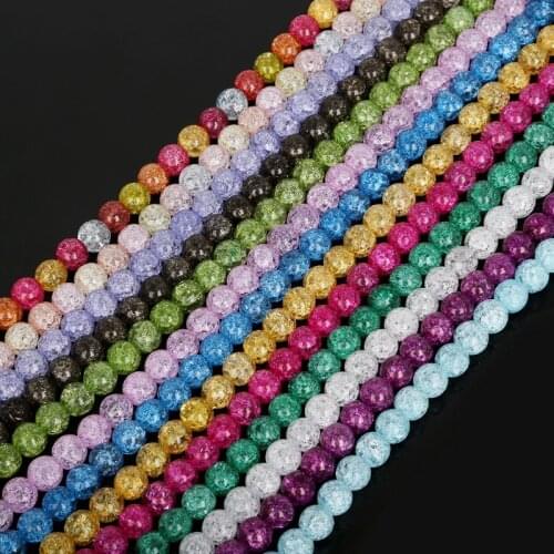 6 8 10 12 mm Natural Stone Beads White Snow Cracked Quartz Crystal Beads Spacer Beads For DIY Jewelry Making 39cm/strand