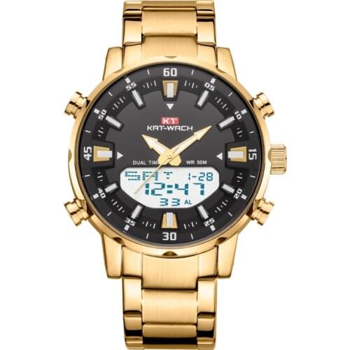 KT Men Watch Waterproof 2020 Luxury Brand Stainless Steel Watch for Man Gold Wrist Watch Men Gift Chronograph Waterproof KT1815