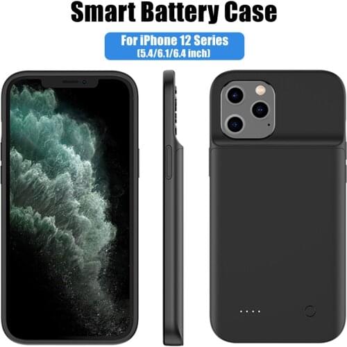 Battery Charger Cases for iPhone 12 Pro Max Battery Case Power Bank Soft TPU Shockproof Cover for iPhone 12 Mini Charging Case