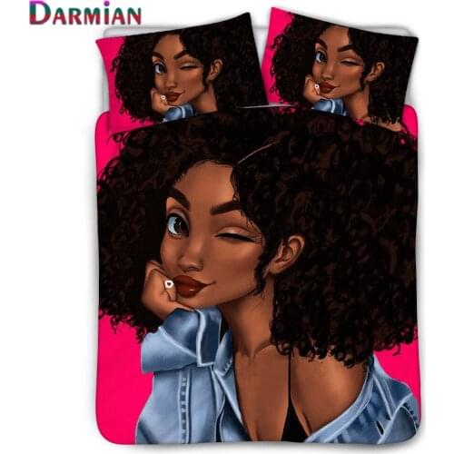 DARMIAN 2021 Art Africa Black Girls Pattern Bedding Set Student Dormitory Duvet Cover and Pillowcase Bedroom Decoration Supplies