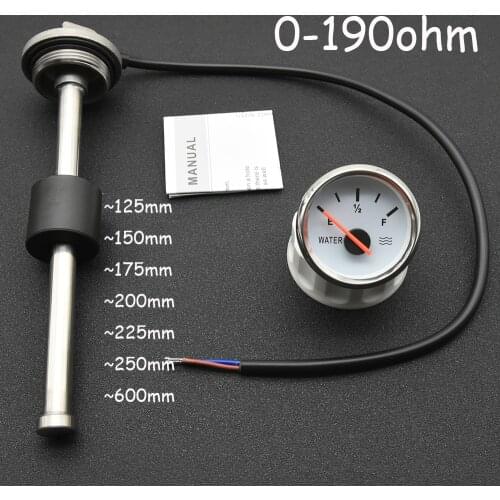 D New Water Level Sensor 125 150 175 200 275 400mm 0-190ohm Water Level Gauge with Sensors Fuel Sender Unit For Car Boat 12V/24V