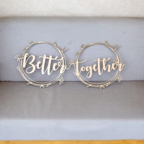 Rustic Wooden Better Together Wreath Chair Signs,wedding elegant chair sign, wedding decoration