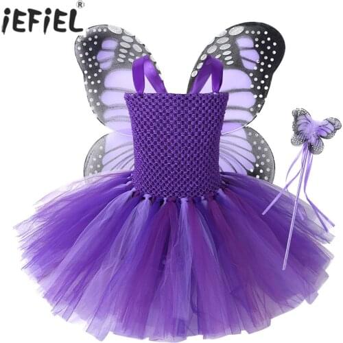 Cute Girls Dress Carnival Performance Swan Fairy Child Mesh Tutu Dress Summer Spring Sleeveless Dance Kids Costume with Wings