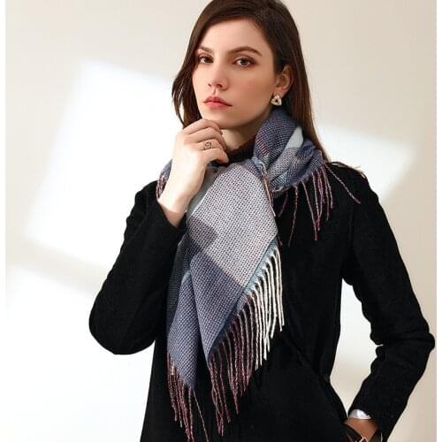 2021 Design Luxury Plaid Scarf Winter Warm Cashmere Women Long Pashmina Foulard Female Scarves Tassel Shawl Wraps