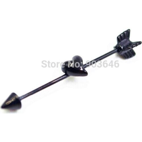 Lot 50pcs Free Shippment 16g Long Industrial Barbells Ear Barbells Body Jewelry Ear Piercing Arrow 35mm