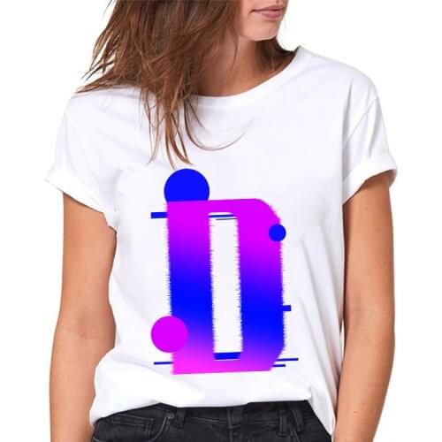 Harajuku Women T-shirts 26 English Alphabet D Print Ladies Tshirt Retro Harajuku Casual Female Tee Tops fashion Female T shirt