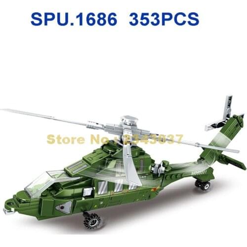 K0133 353pcs Military Z20 Helicopter 2 Dolls Building Blocks Toy